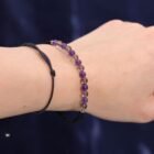 Capricorn Candle with Gemstone Bracelet - Amethyst, Smoky Quartz