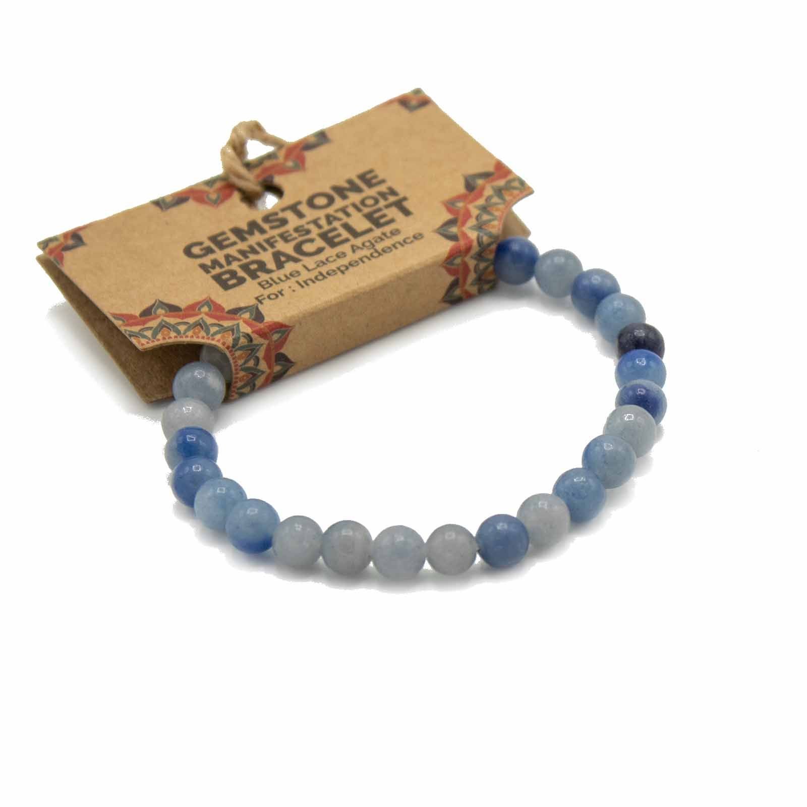 Blue Lace Agate Manifestation Bracelet - Independence